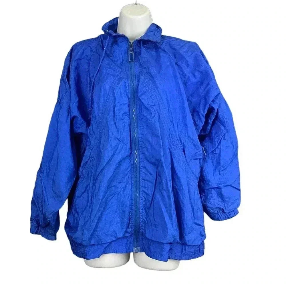 VTG Milano Sport Blue Windbreaker Jacket SMALL Women's Casual‎ Lightweight